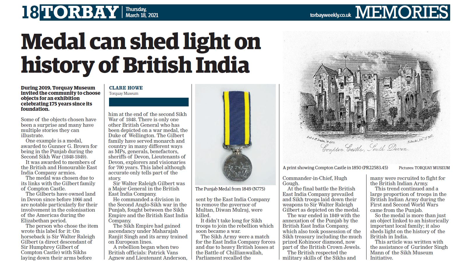 Torquay Museum sheds light on Anglo Sikh Wars medal